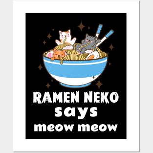 Ramen Neko Says Meow Meow Posters and Art